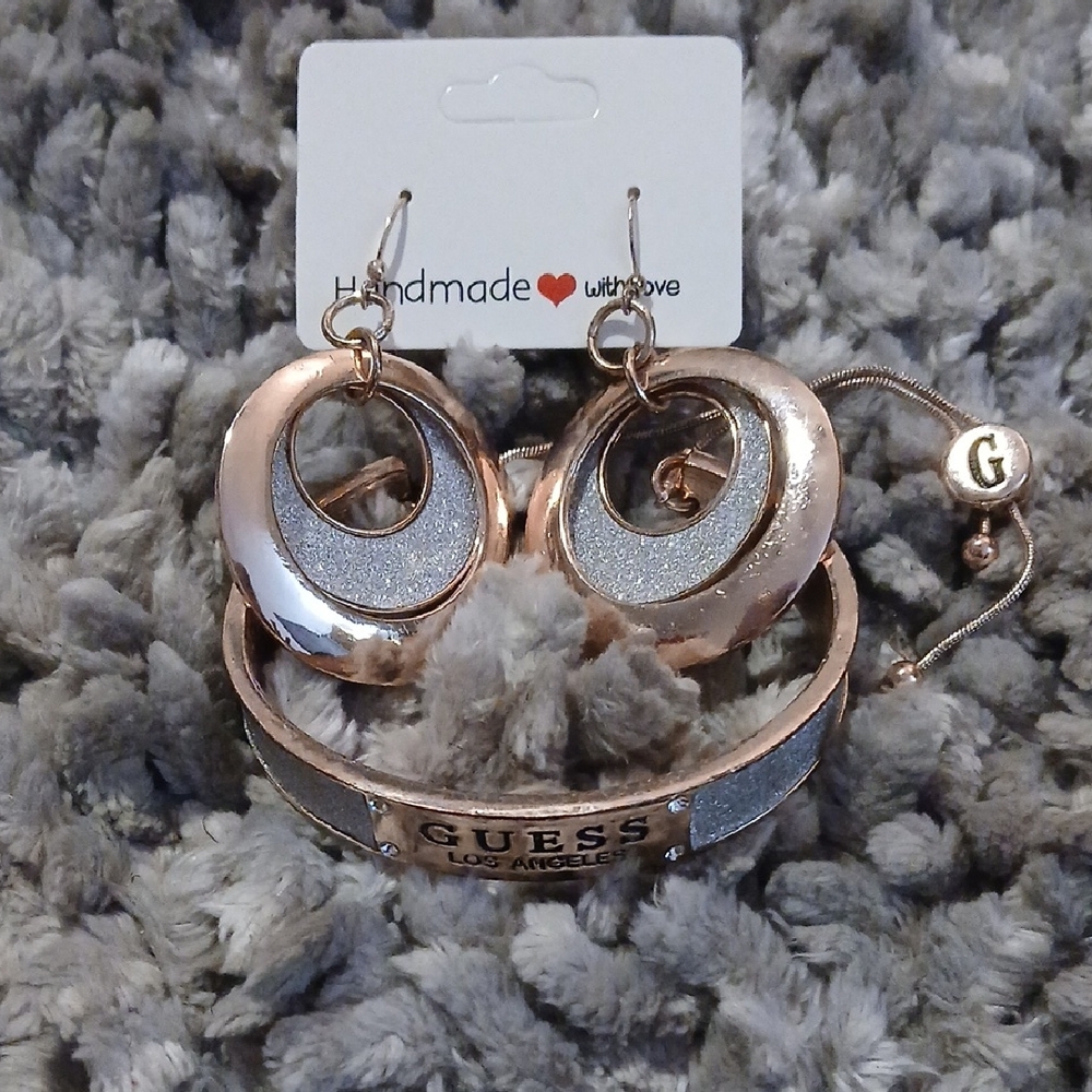 Guess Rose Gold and Silver Earrings